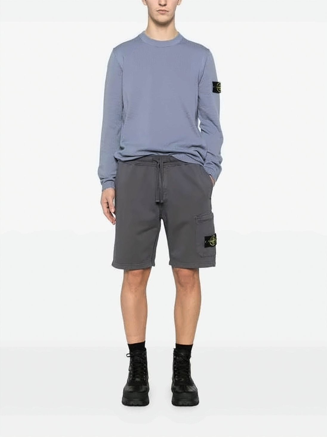 Relaxed-Fit Grey Cotton Shorts
