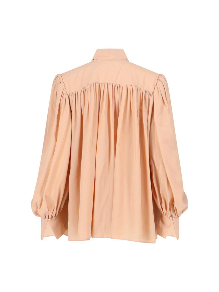 Silk Lavallière Blouse – Beige