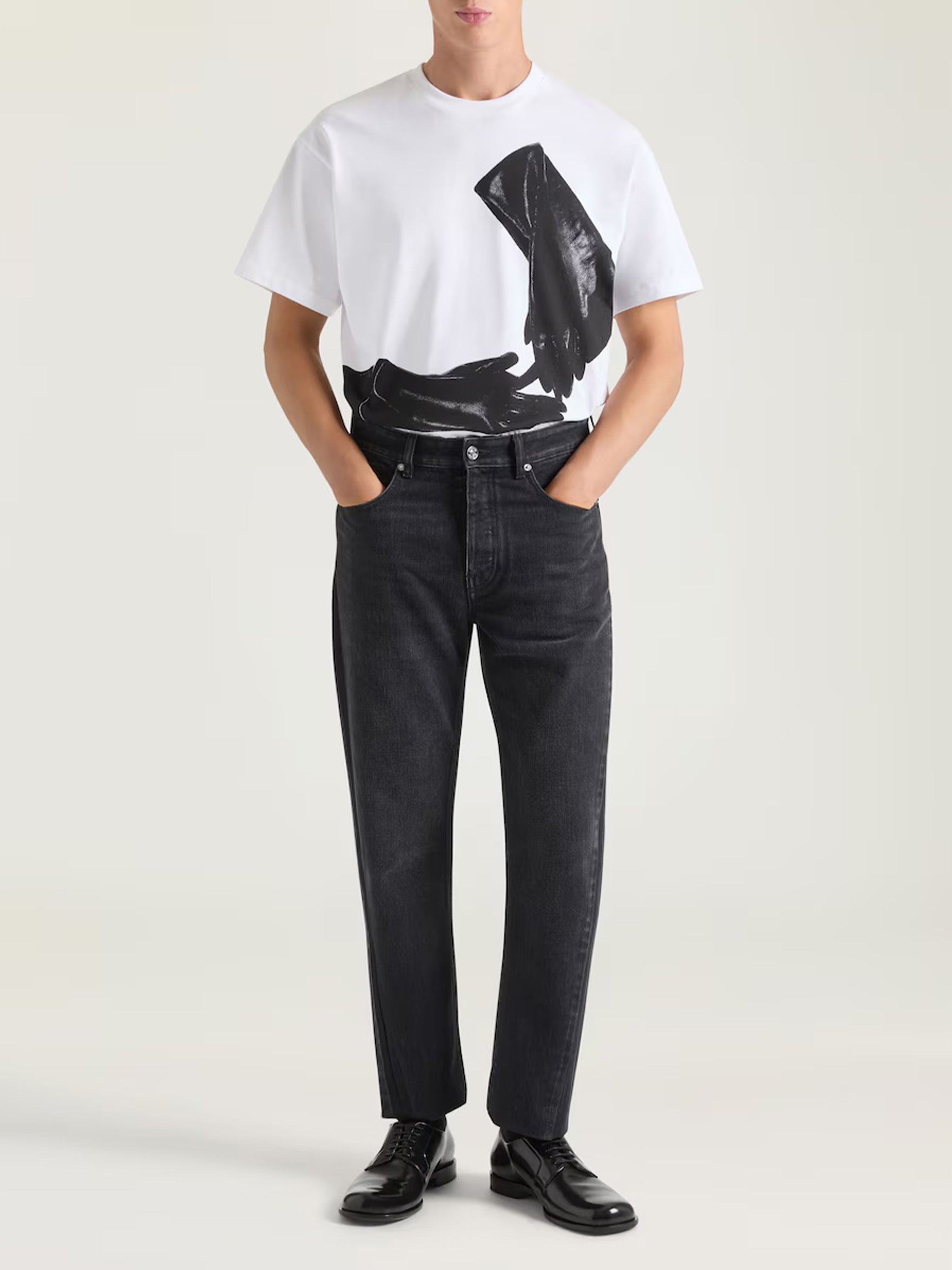 Straight Couture Seam Black Denim Jeans
