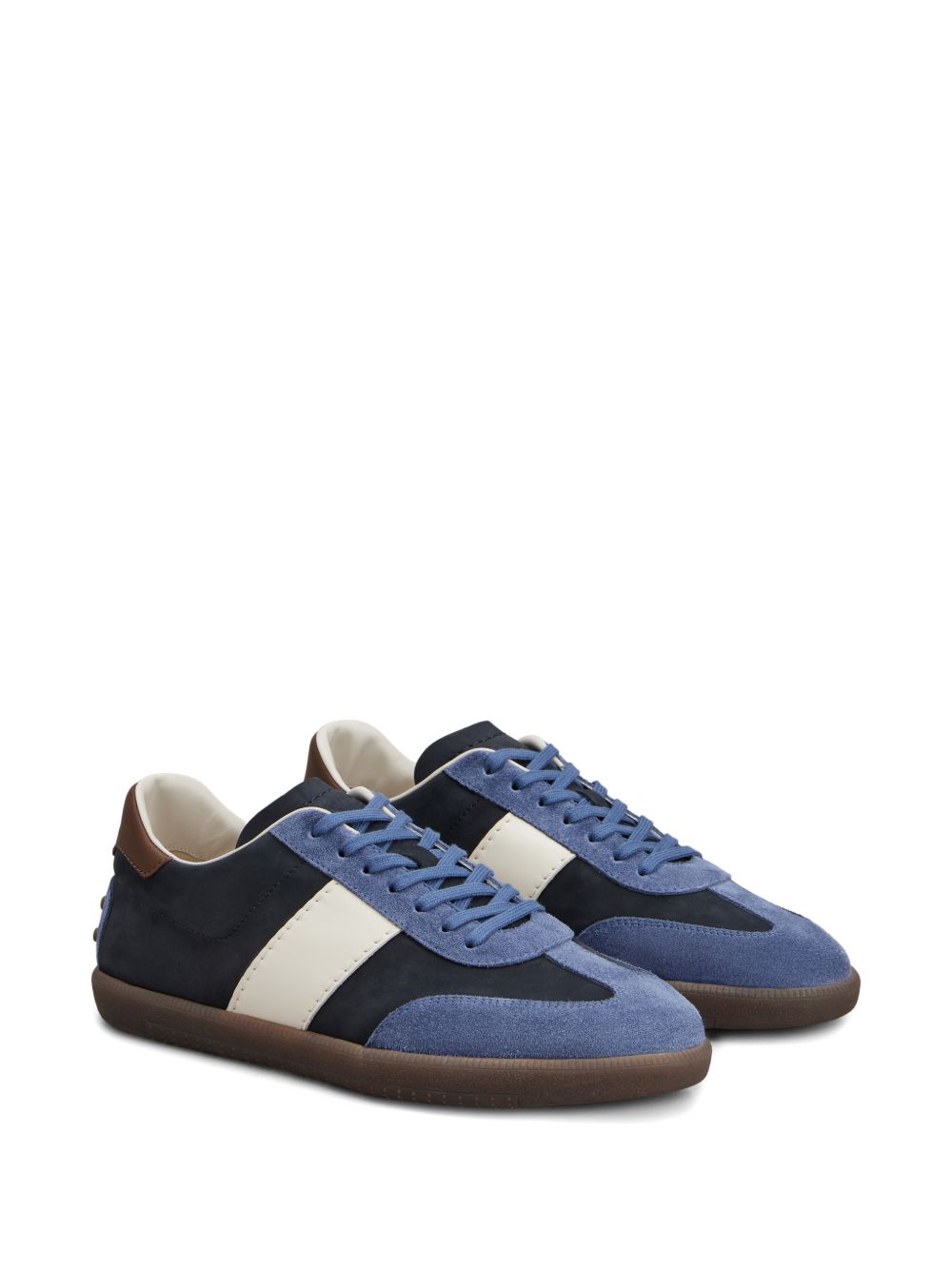 Low-Top Sneakers With Blue Suede Stripe And Contrast Details