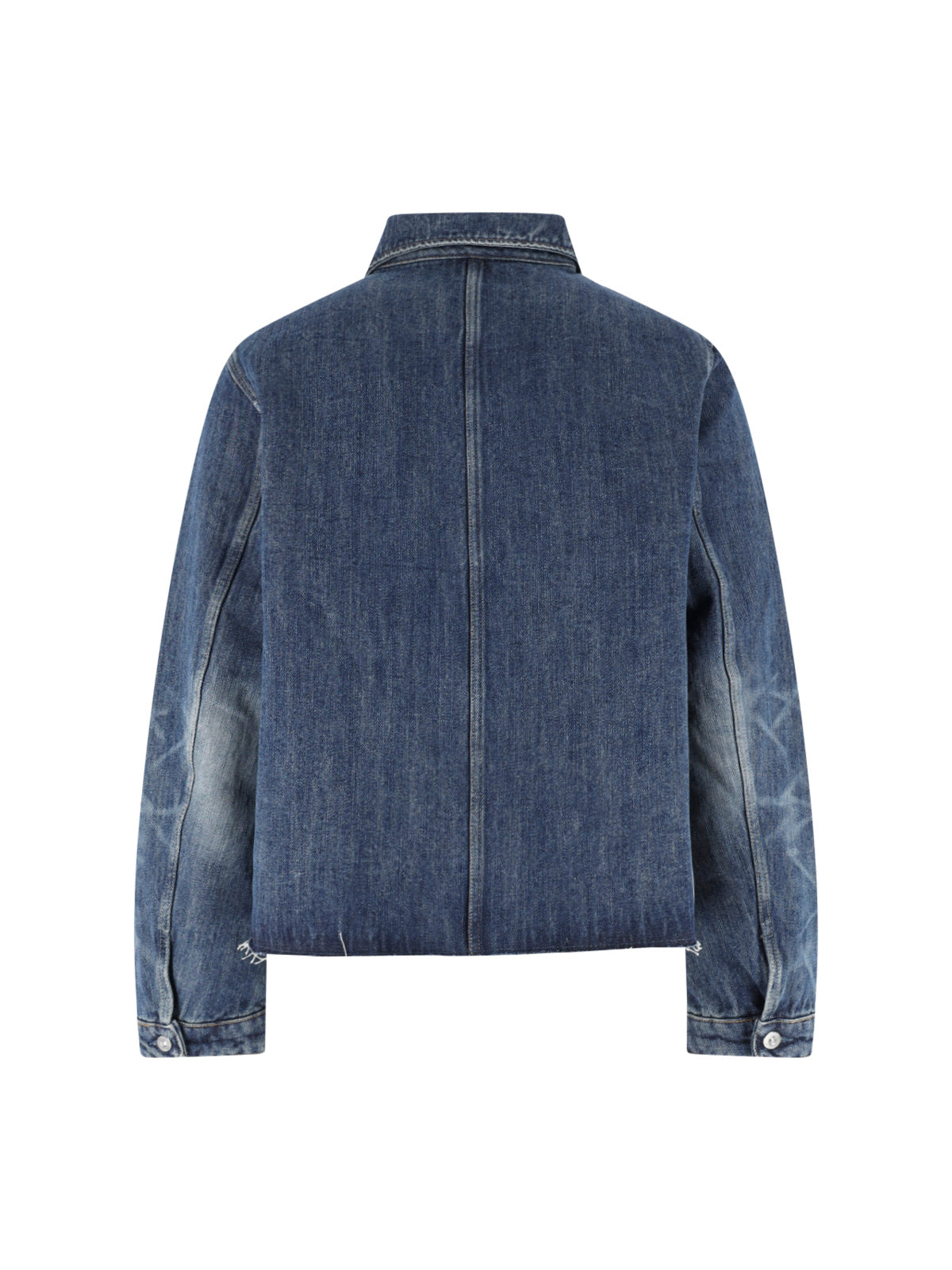 Blue Faded Cropped Denim Jacket