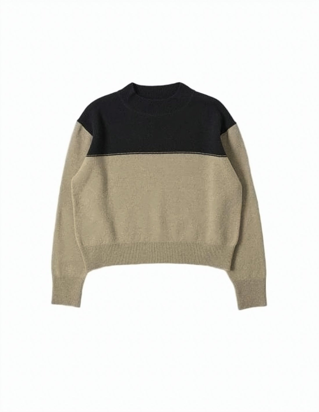 Color-Block Cropped Wool Sweater