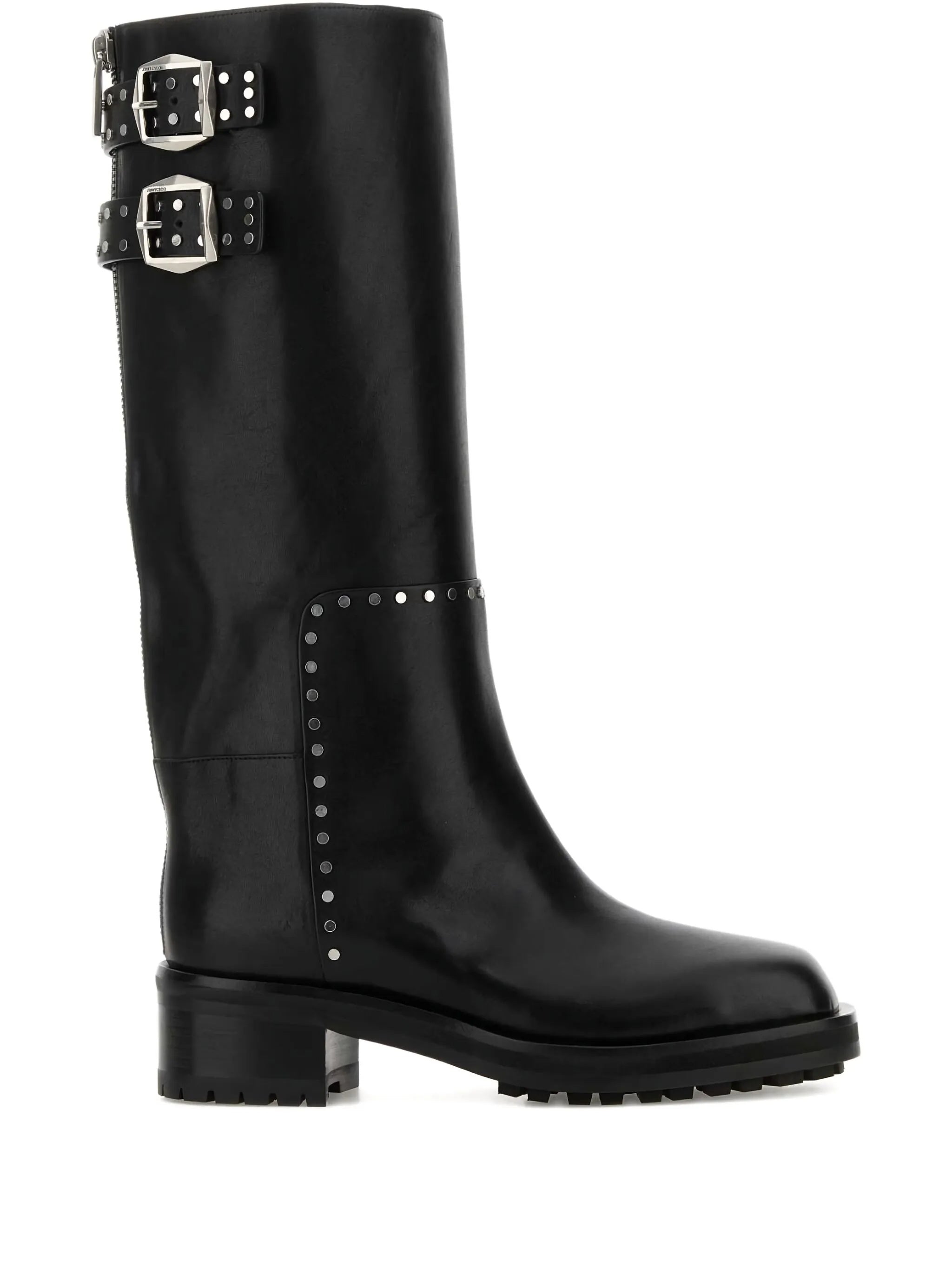 Black Brooklyn Studded Leather Boots