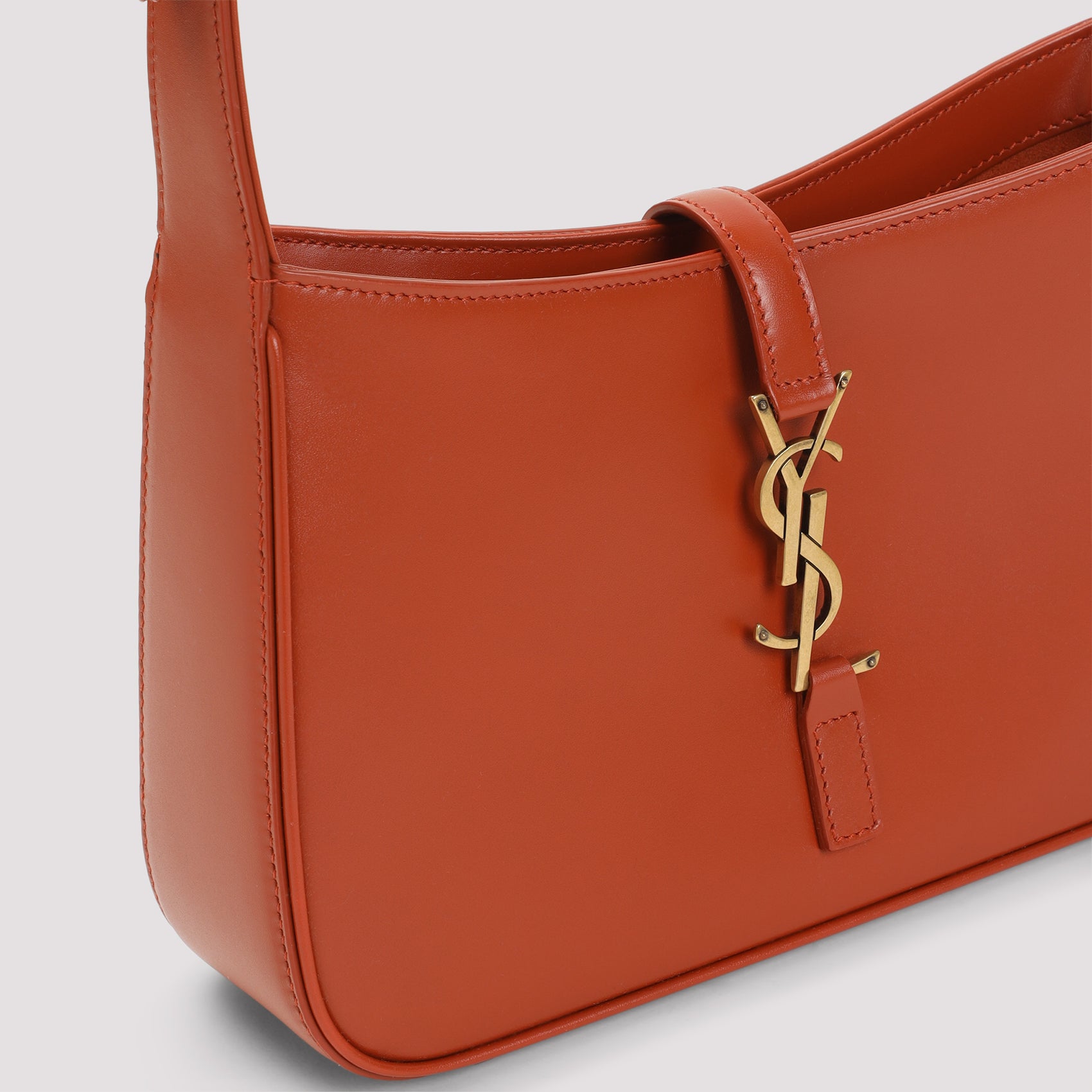 Mandarin Leather Hobo Bag with Golden Hardware