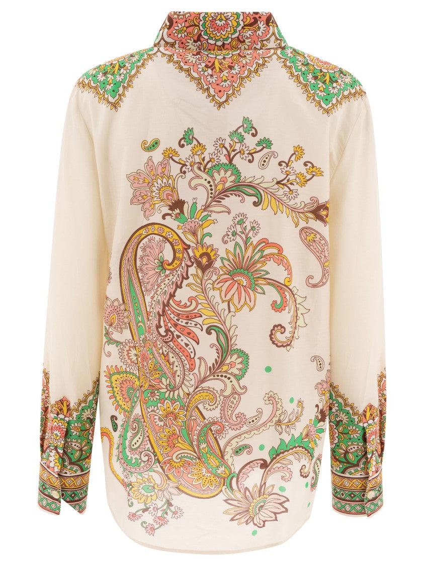 Classic Collar Shirt With Paisley Print