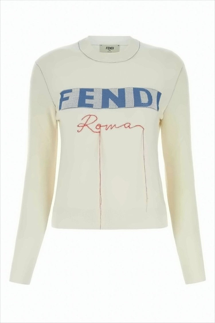 Classic Crew Neck Sweater with Embroidered Logo