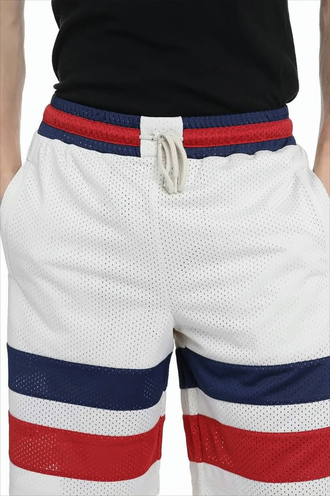Navy and Red Striped Performance Shorts