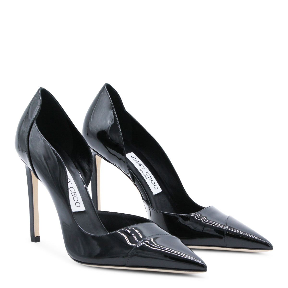 Pointed Toe Black Leather Stiletto Pumps