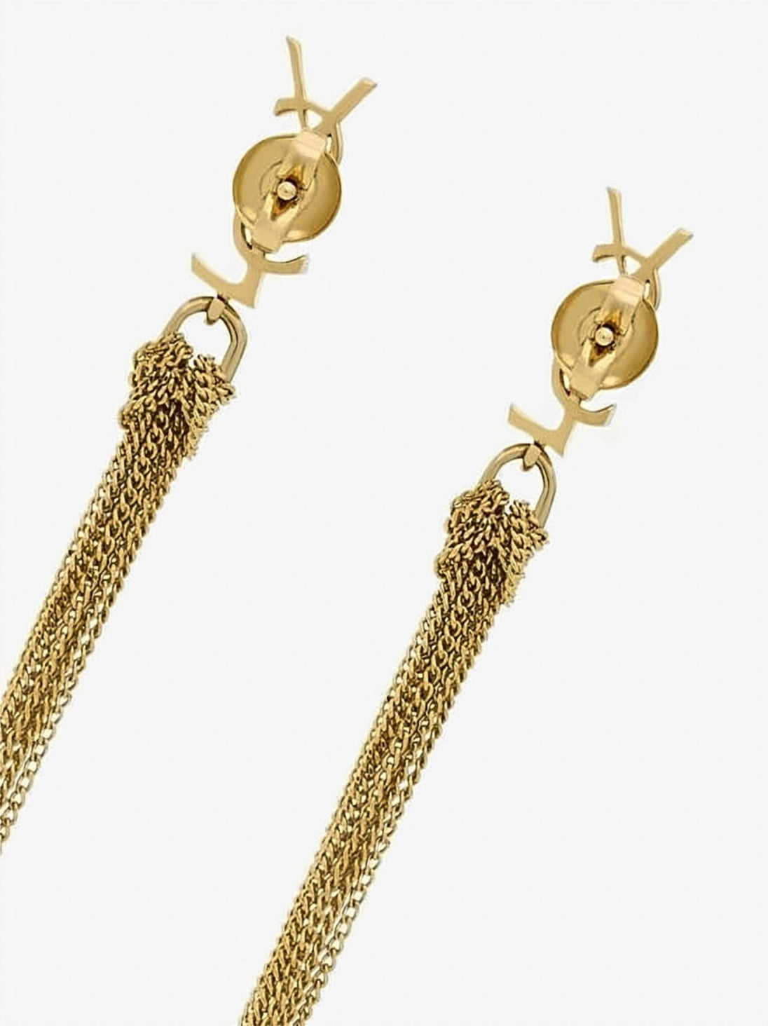 Gold Metal Cassandra Interlocking Logo Earrings