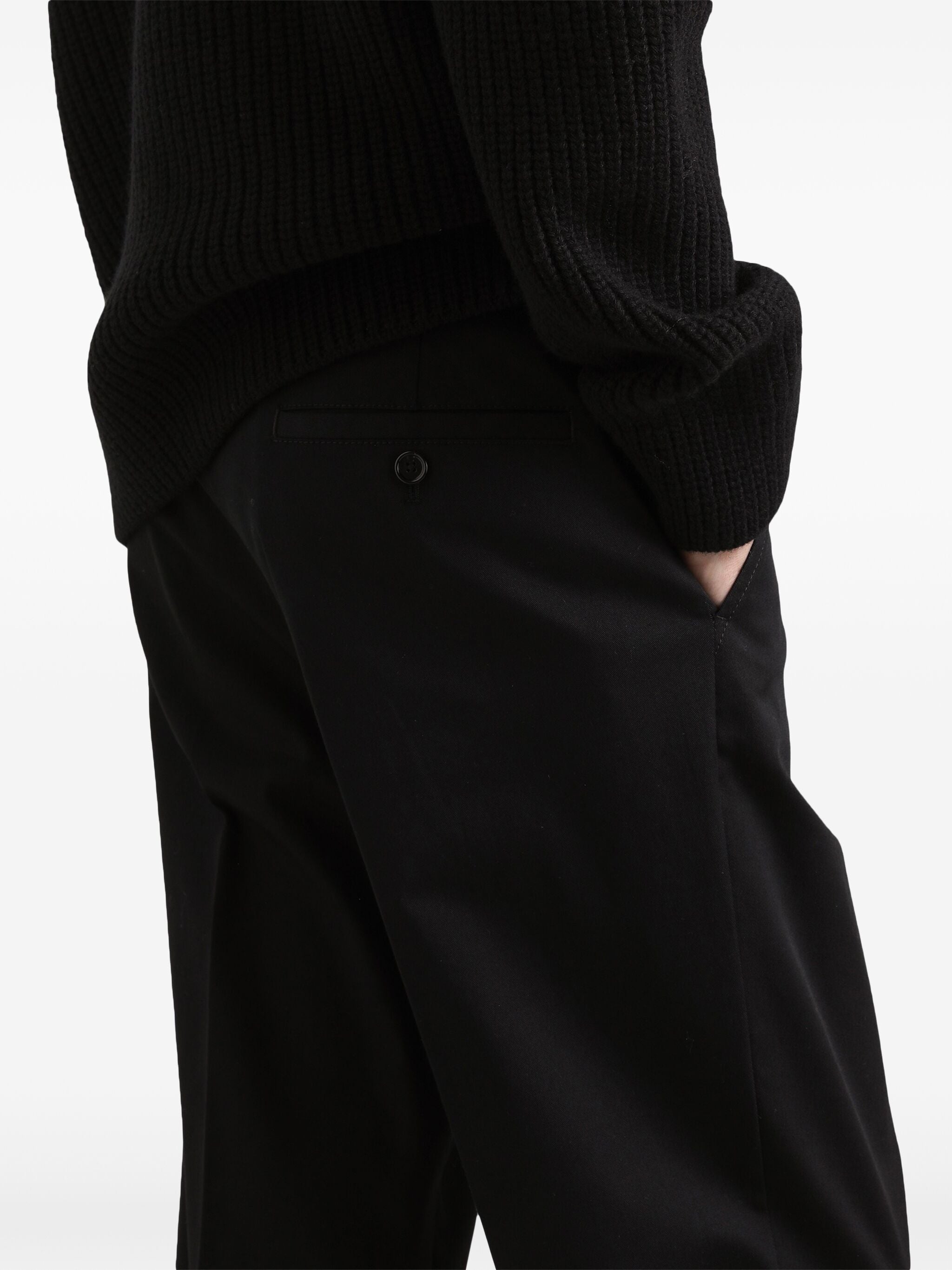 Tailored Stretch Cotton Gabardine Black Trousers
