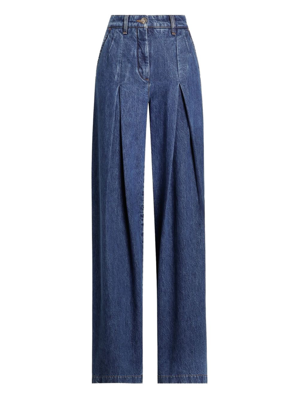 Five-Pocket Denim Trousers with High Waist