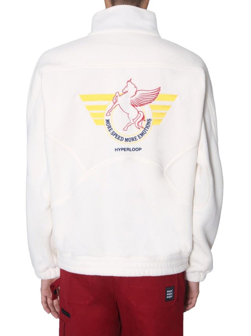 High-Collar Oversized Sweatshirt With Graphic Design