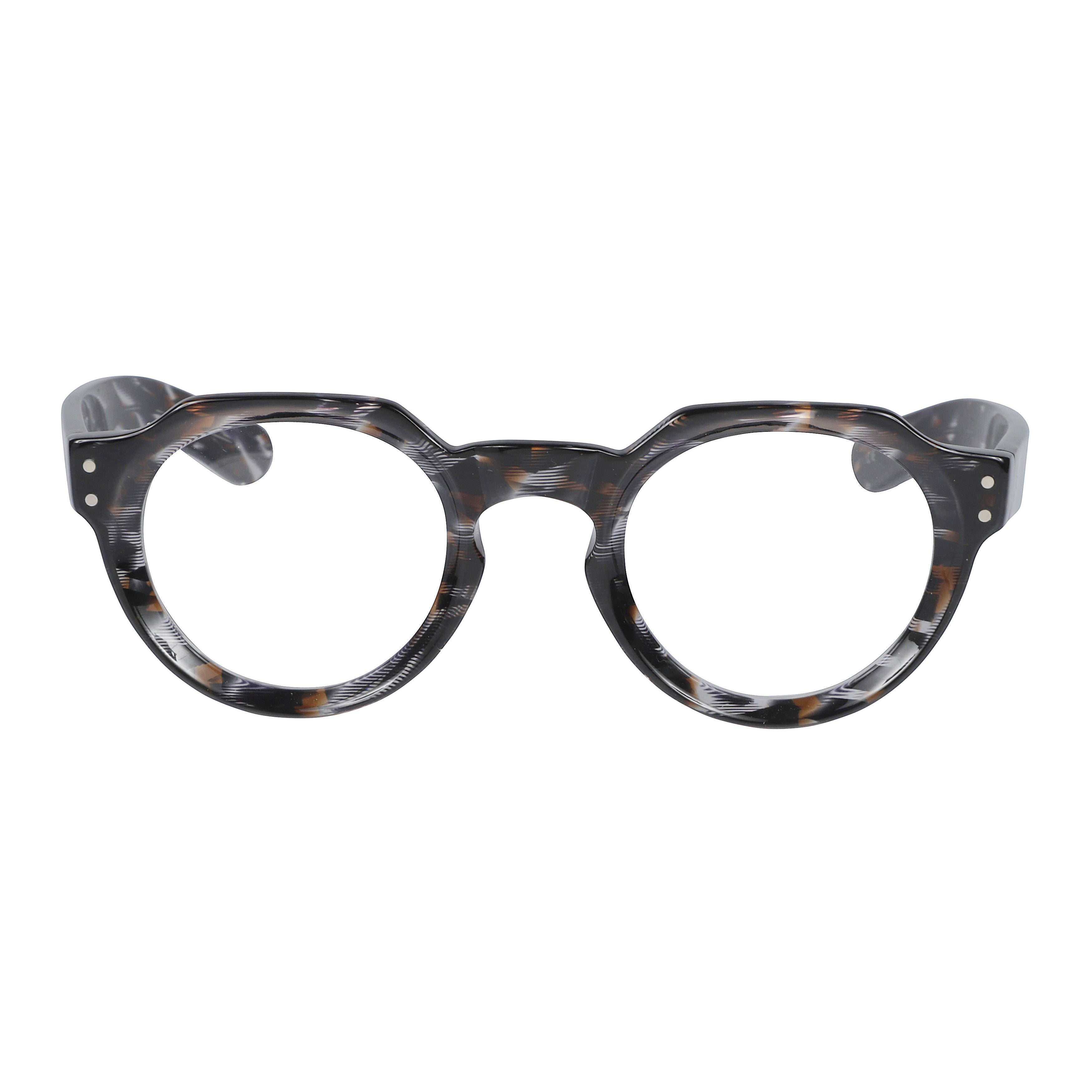 Spike Round Tortoiseshell Eyeglass Frames with Metallic Accents
