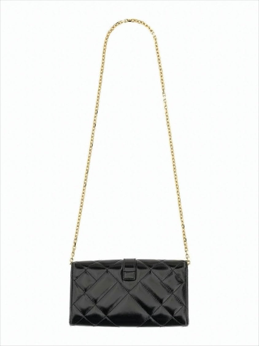 Sleek Quilted Calf Leather Clutch with Geometric Clasp