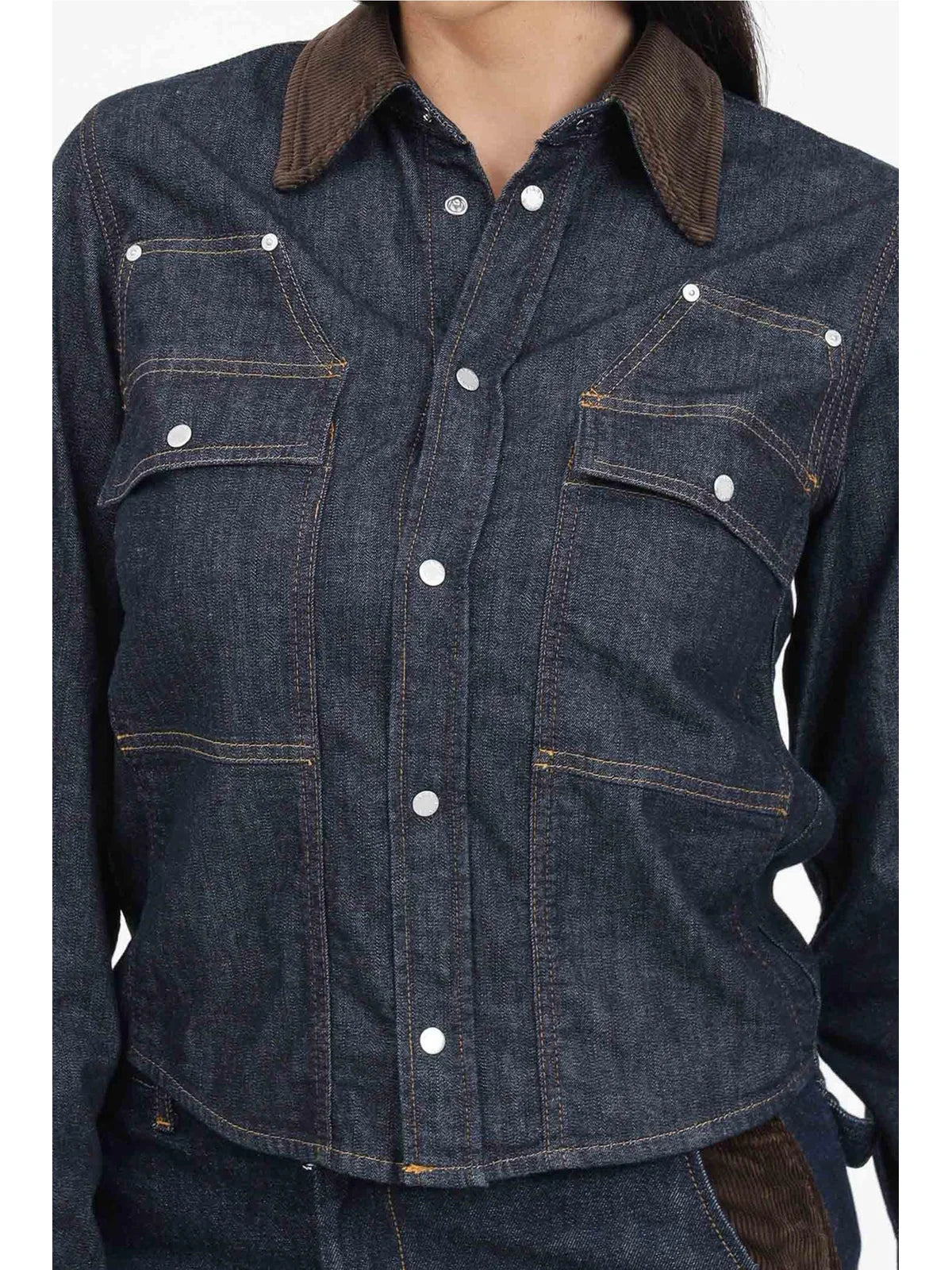 Stretch Cotton Lyocell Shirt - Blue/Brown