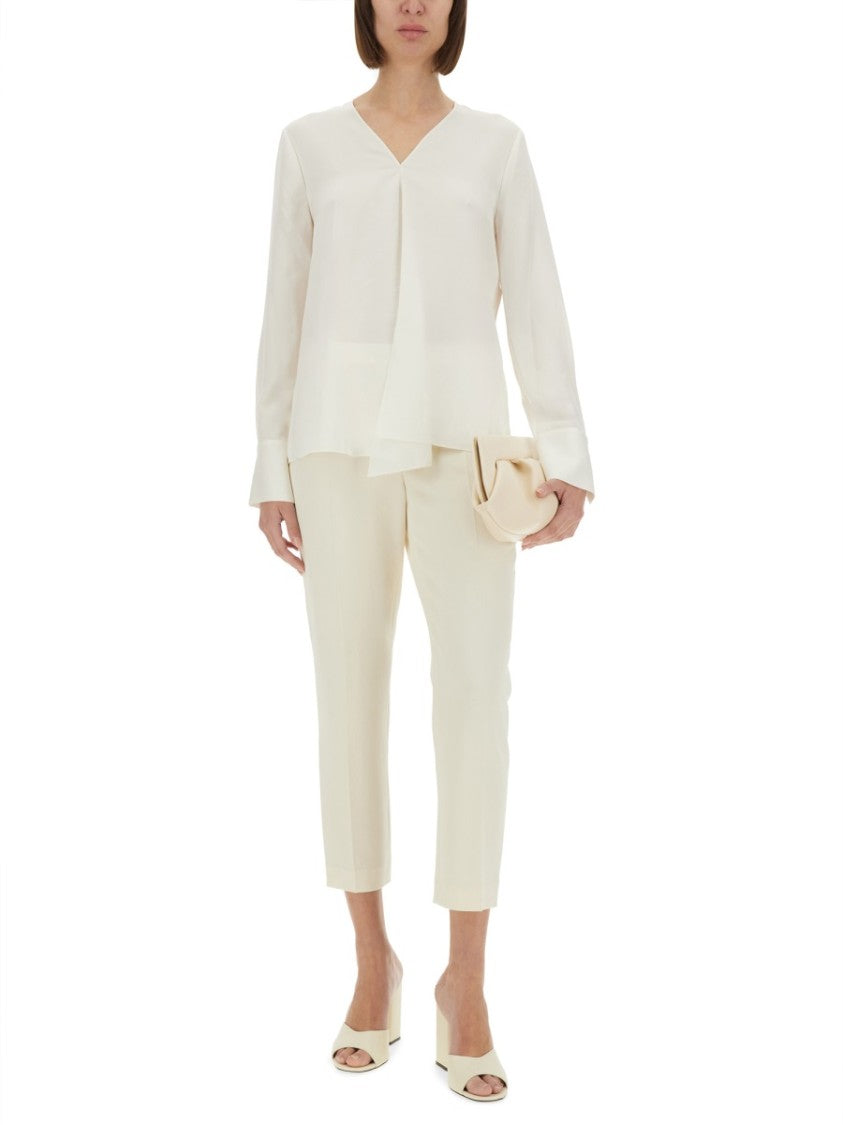 Silk Georgette Blouse With V-Neckline
