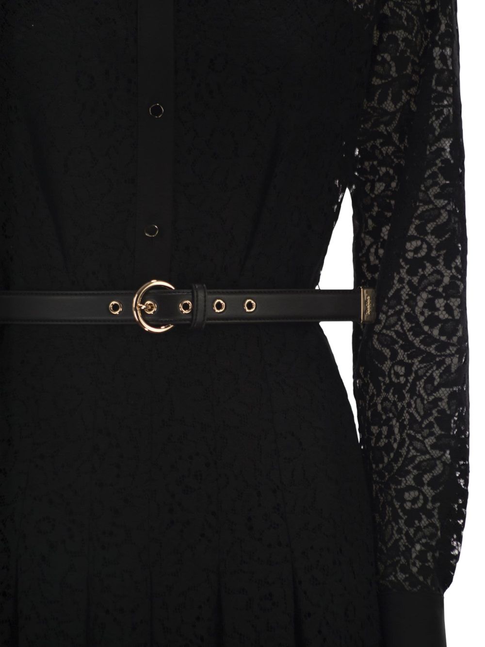Calf-Length Pleated Dress