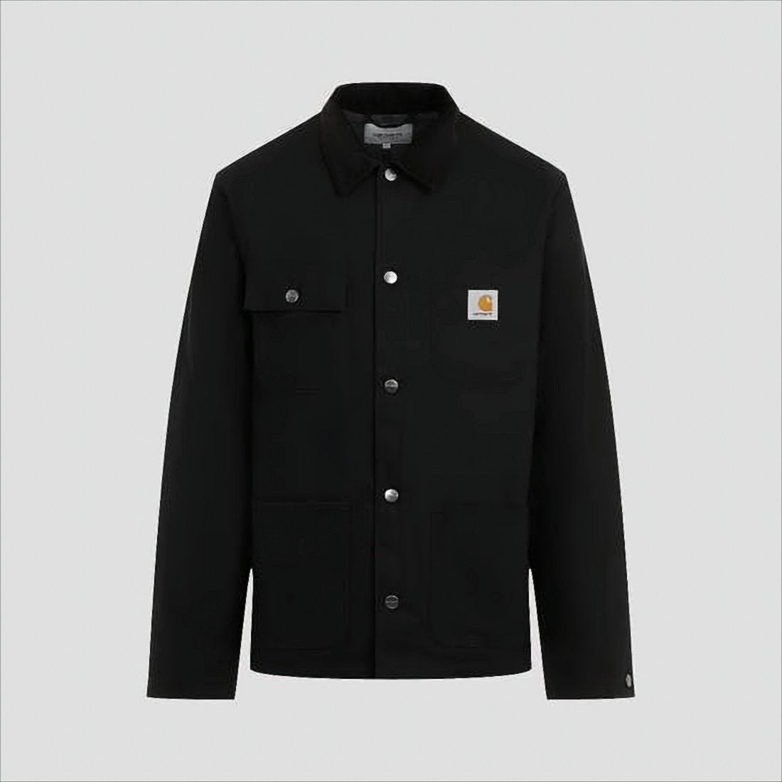 Structured Black Cotton Jacket with Classic Collar