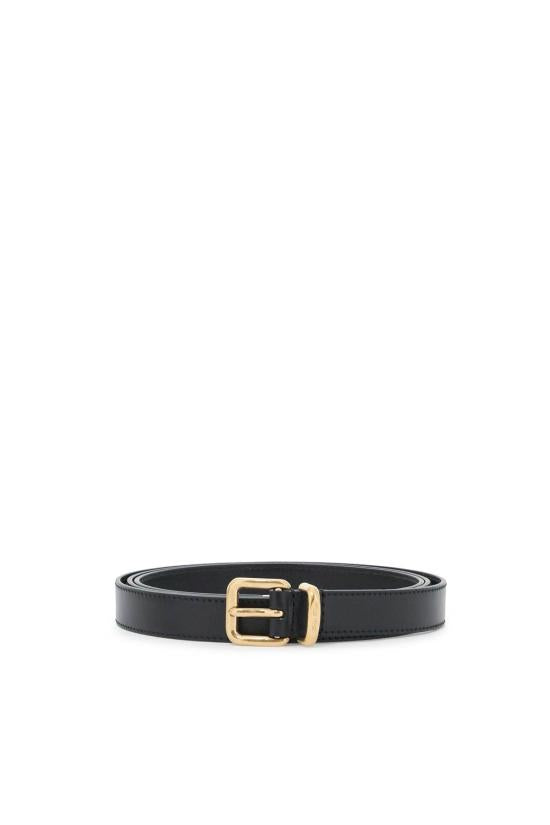 Sleek Black Calfskin Leather Belt