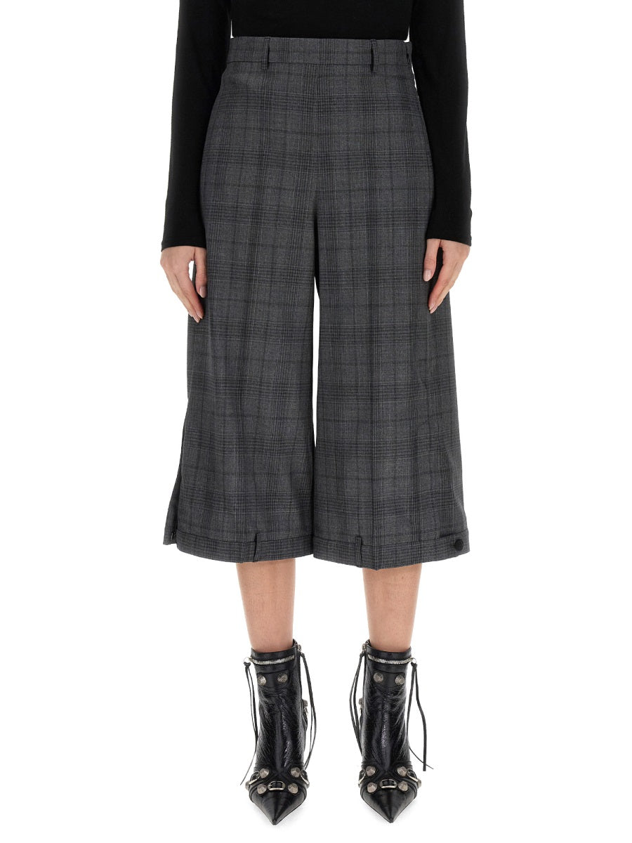 Deconstructed Wide-Leg Shorts in Wool