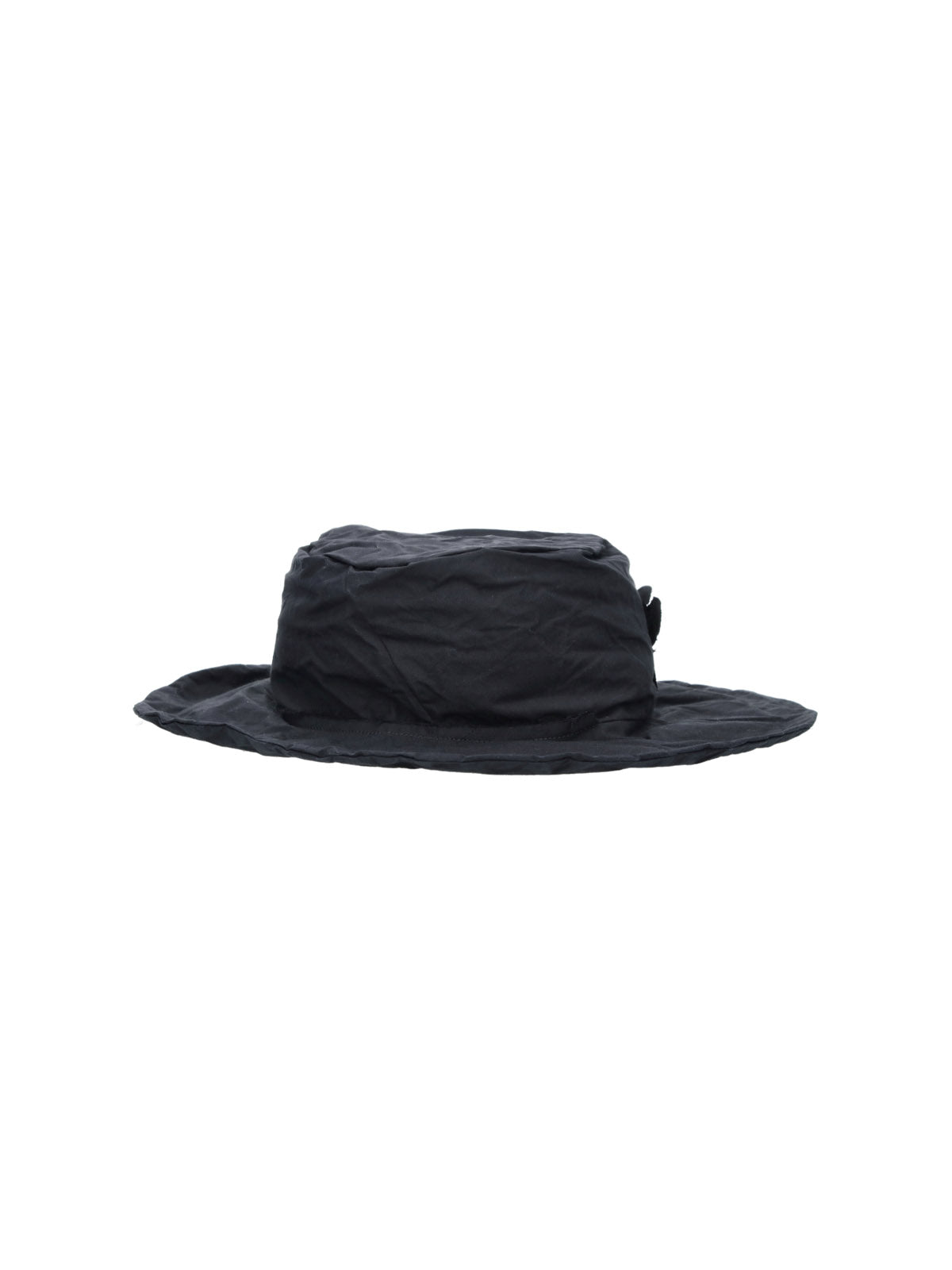 Black Round Crown Floral Embellished Hat