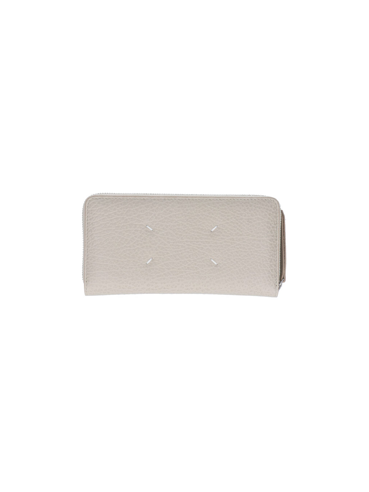 Grey Four Stitches Textured Leather Wallet