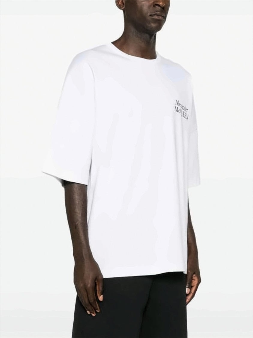Relaxed Fit White Cotton T-Shirt with Bold Logo