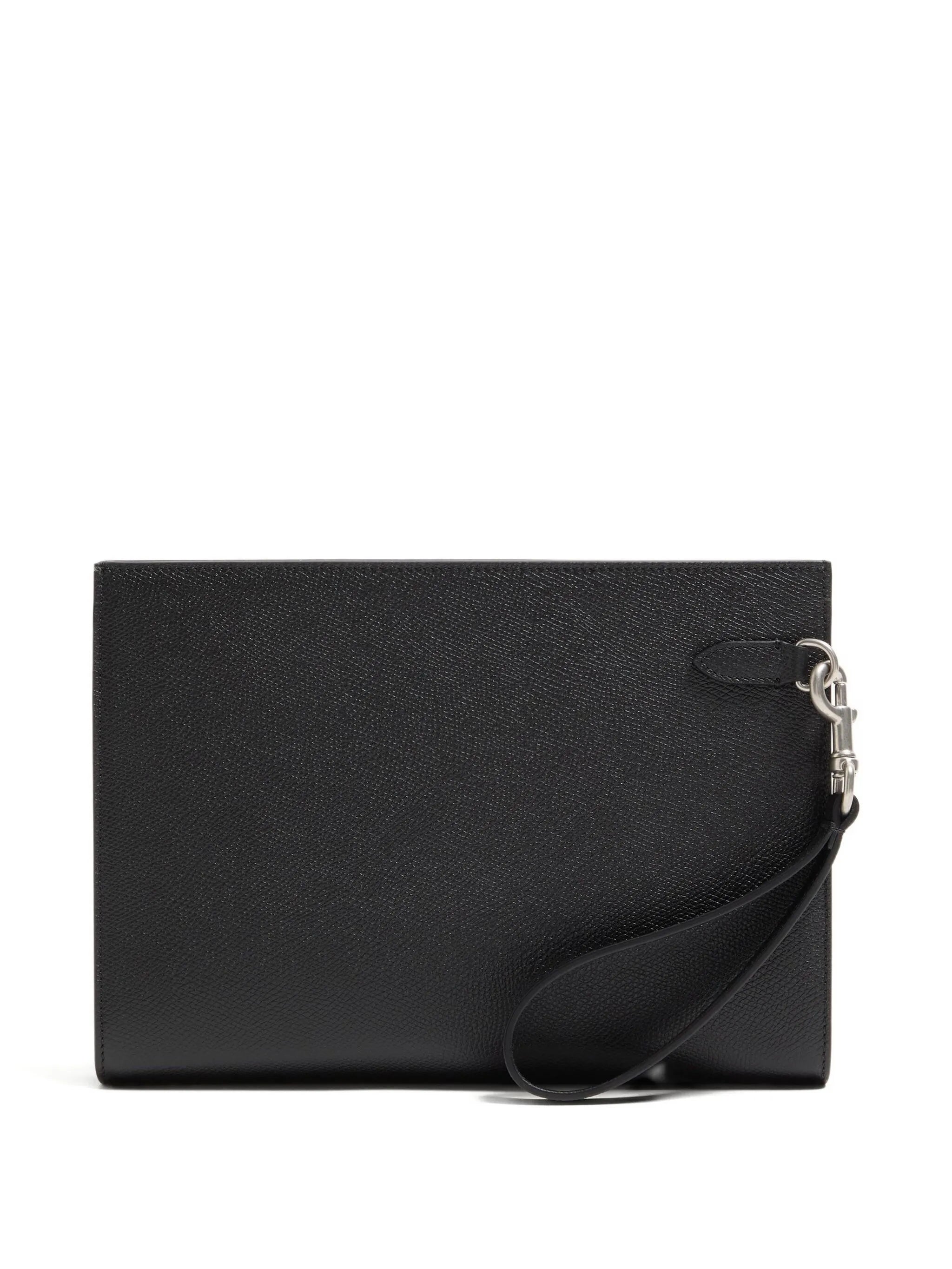 Black Pouch Vlogo Signature Leather Clutches