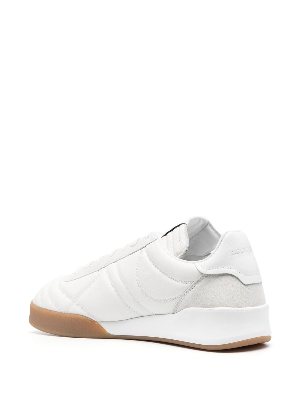 Panelled White Leather Low-Top Sneakers