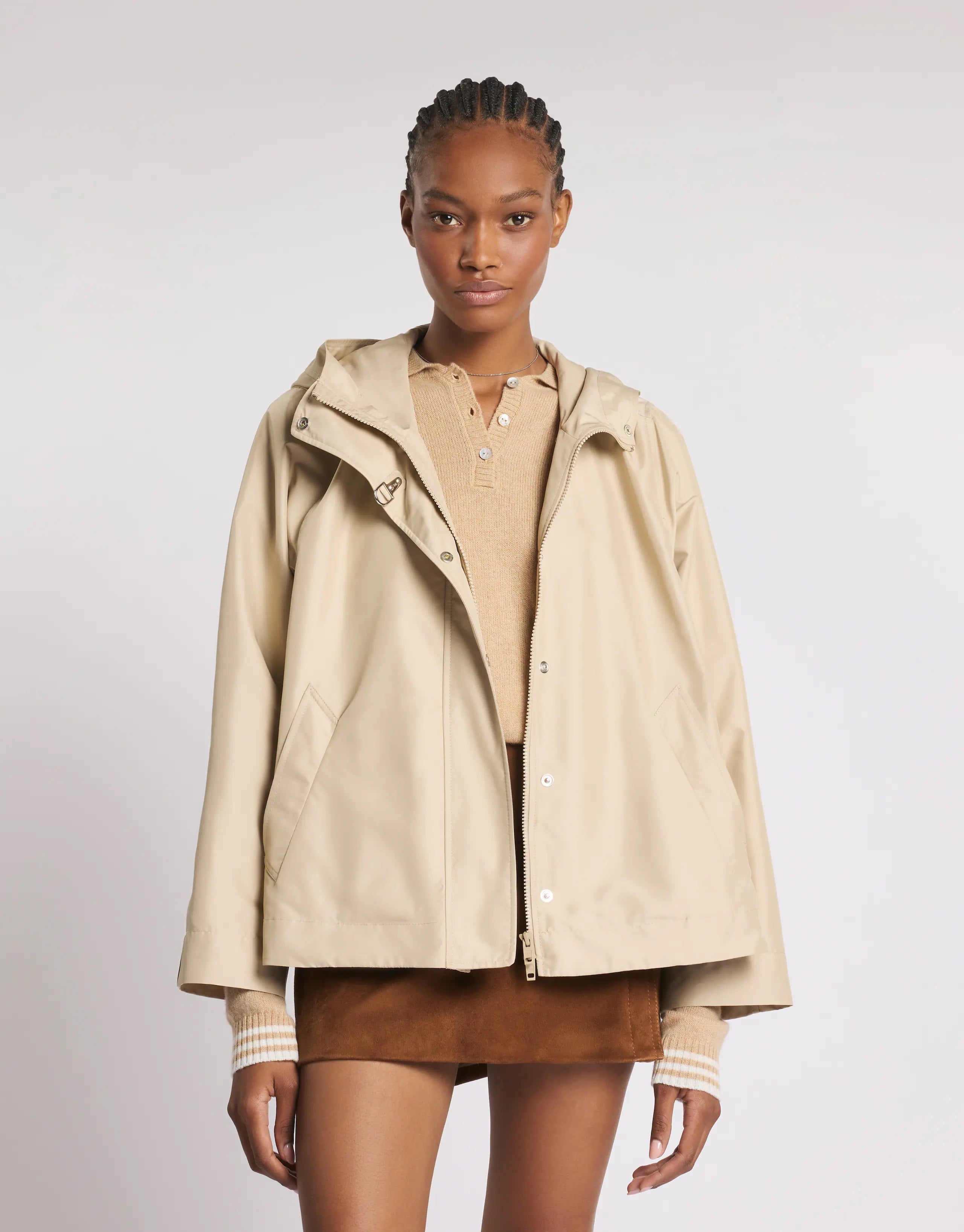 Short Parka with Integrated Hood