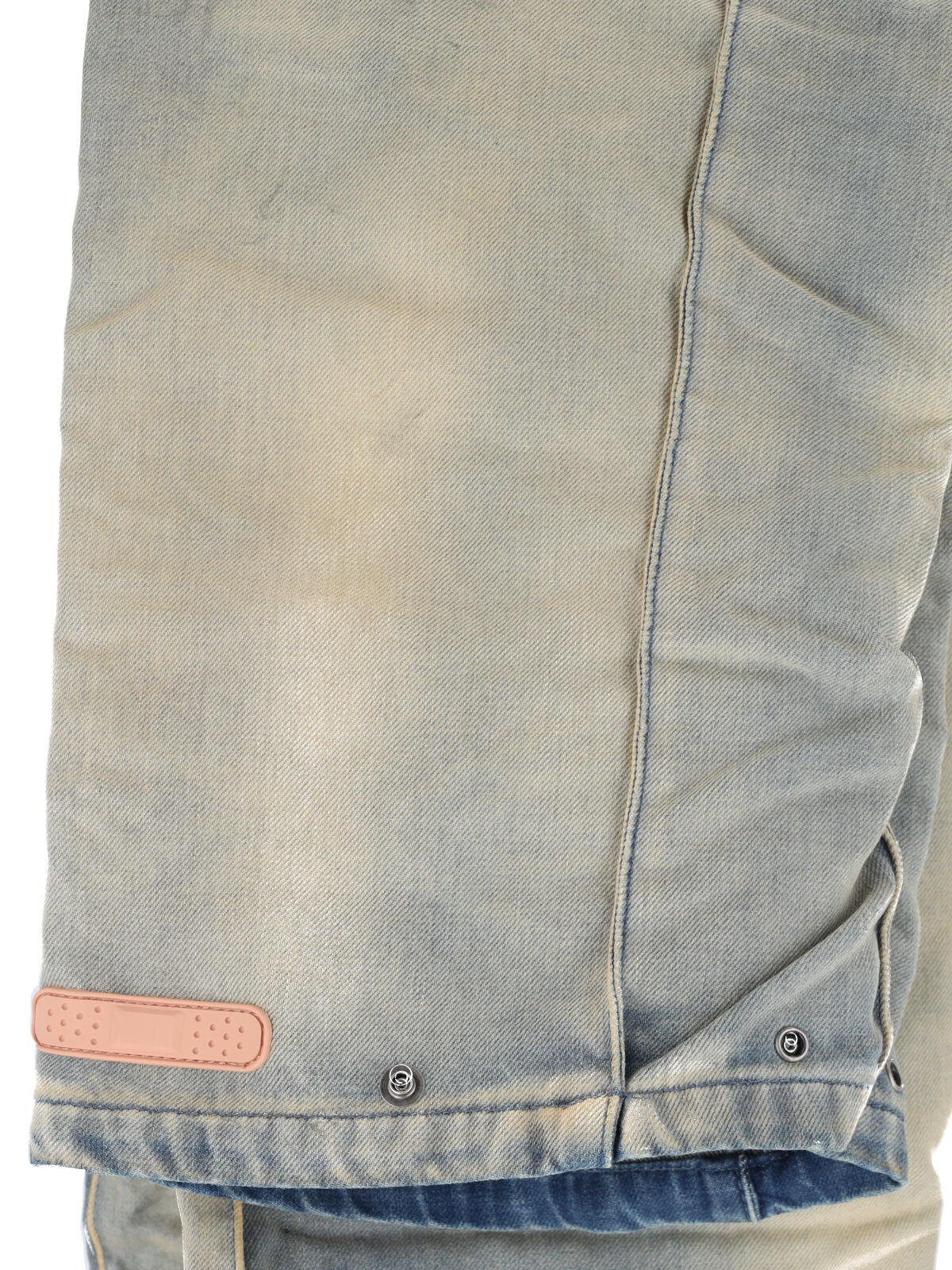 Beige/Grey Distressed Wide-Leg Denim Jeans