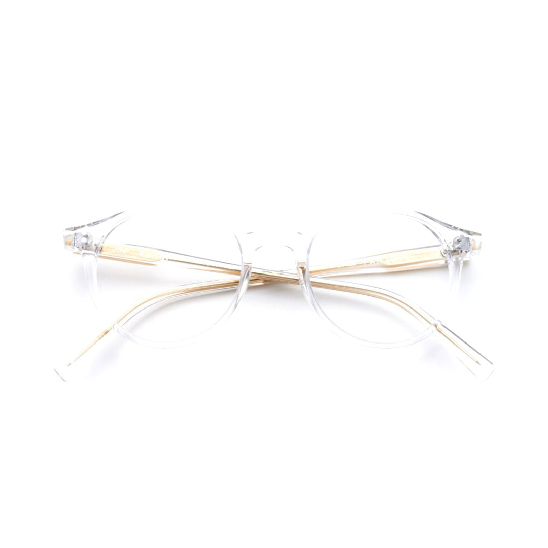 Panto/N Transparent Round Frame Eyeglasses with Golden Temples
