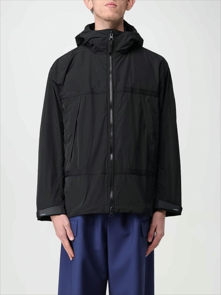 Hooded Black Jacket with Design