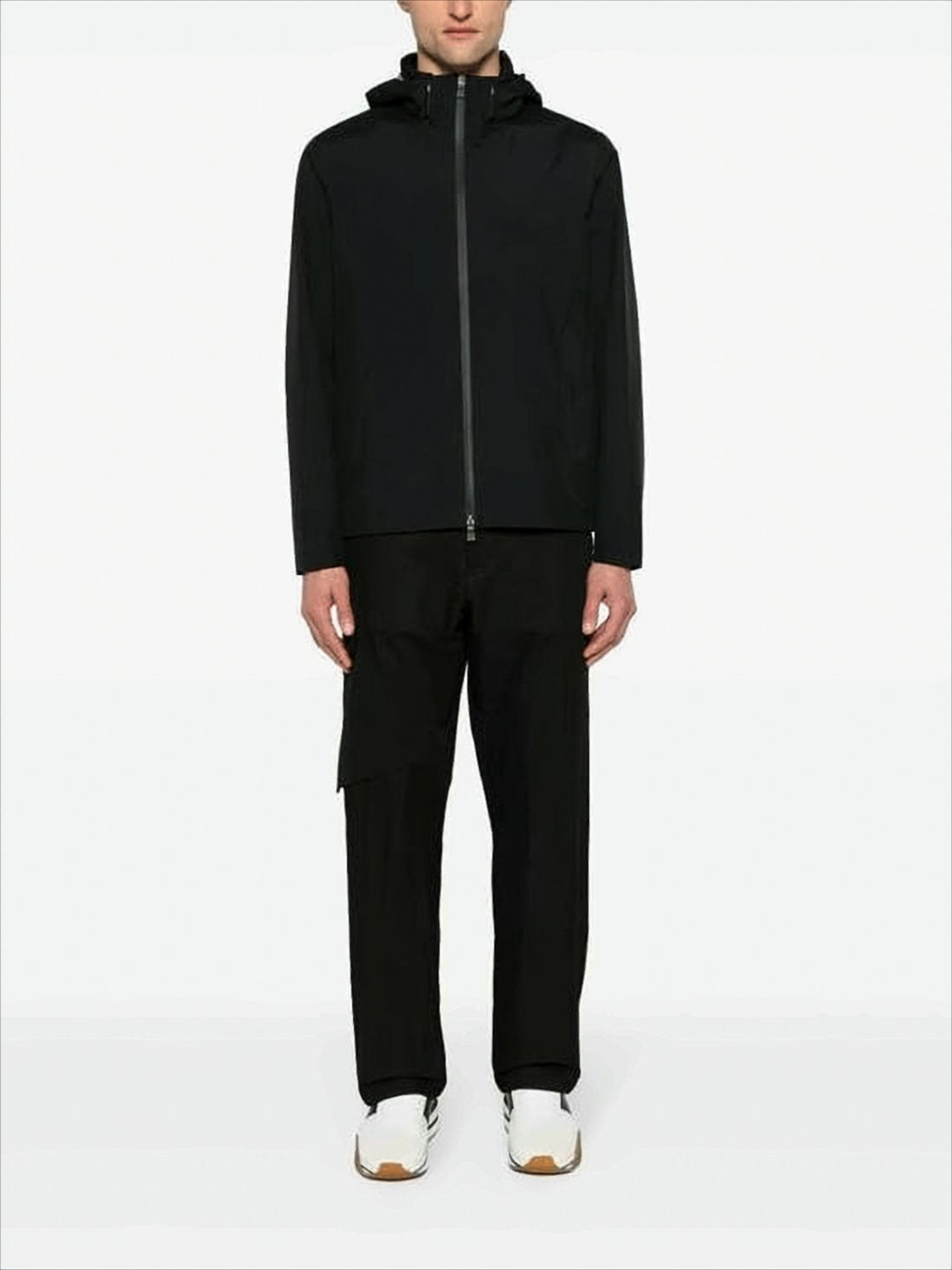 Minimalist Black Jacket with Full Zip Closure