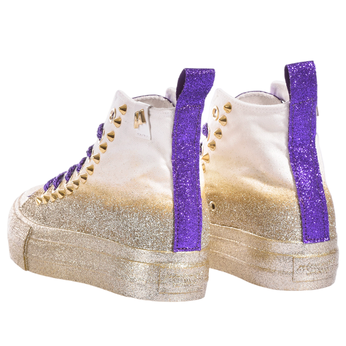 Handmade Golden Glitter High-Top Platform Sneakers