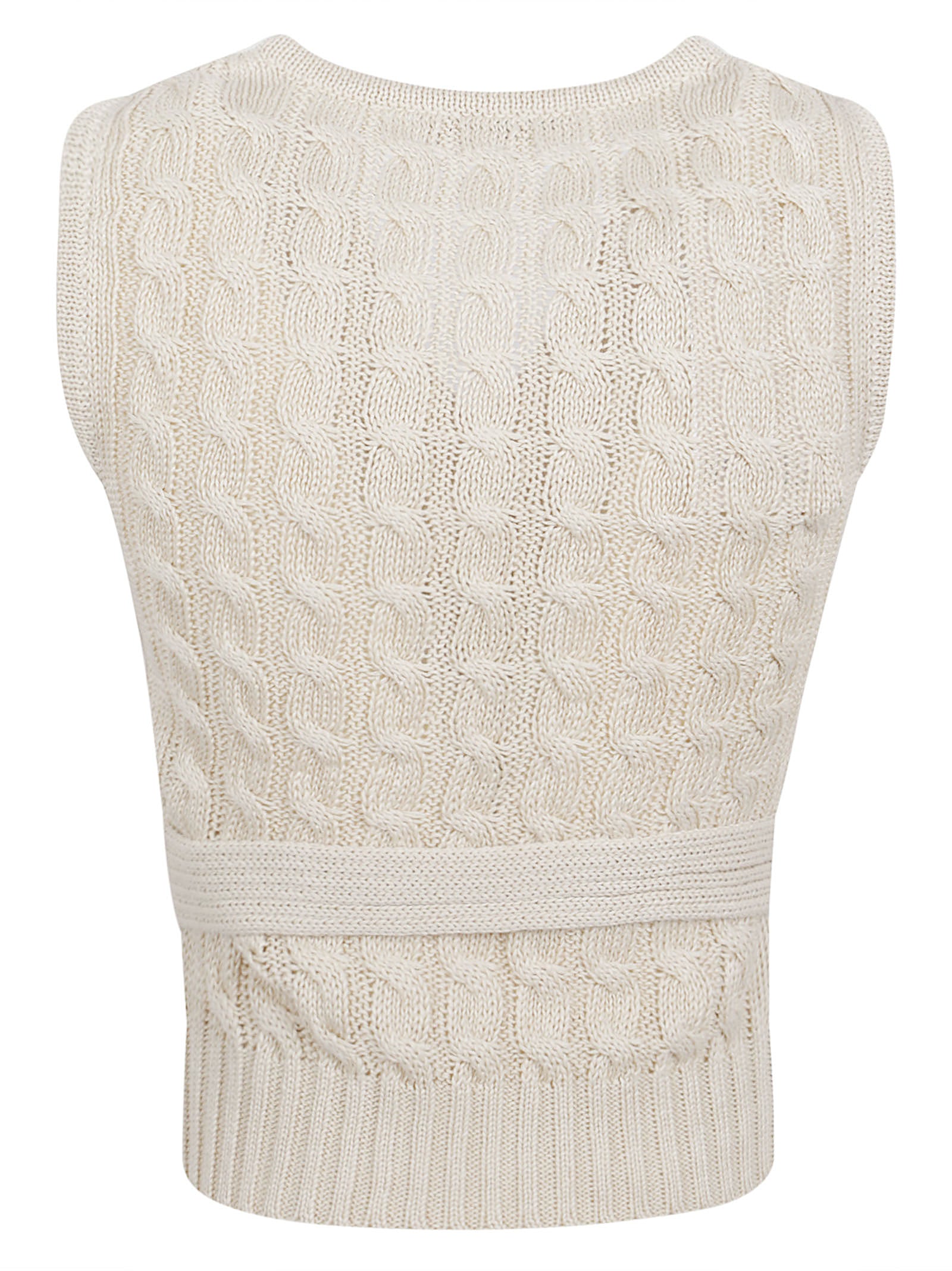 Button-Down Linen Gilet with Textured Back and Ribbed Hem