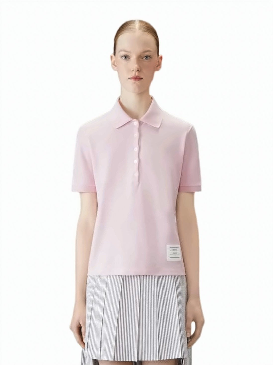 Classic Collar Pink Polo Shirt With Button Placket