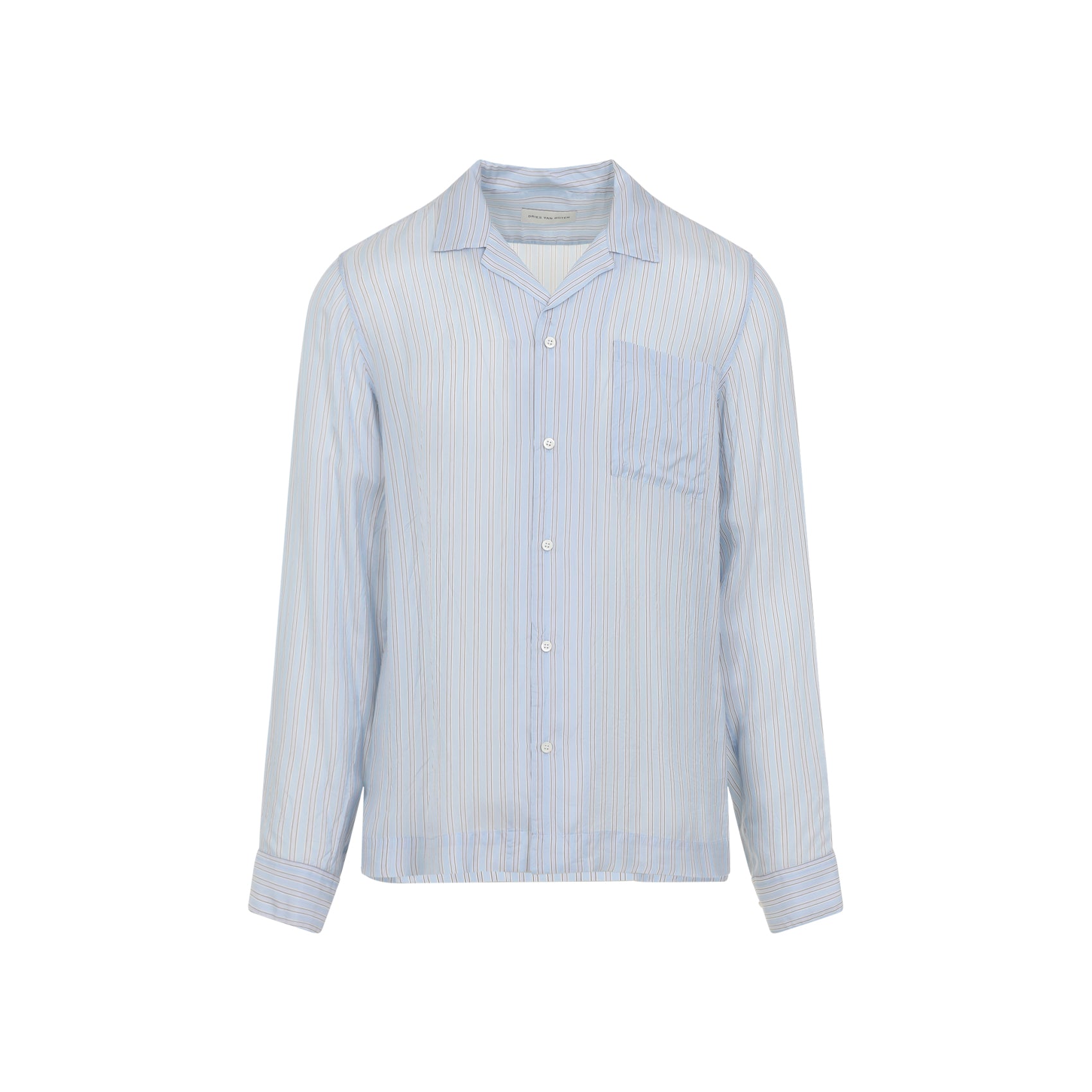 Relaxed-Fit Cupro Shirt with Vertical Stripe Pattern
