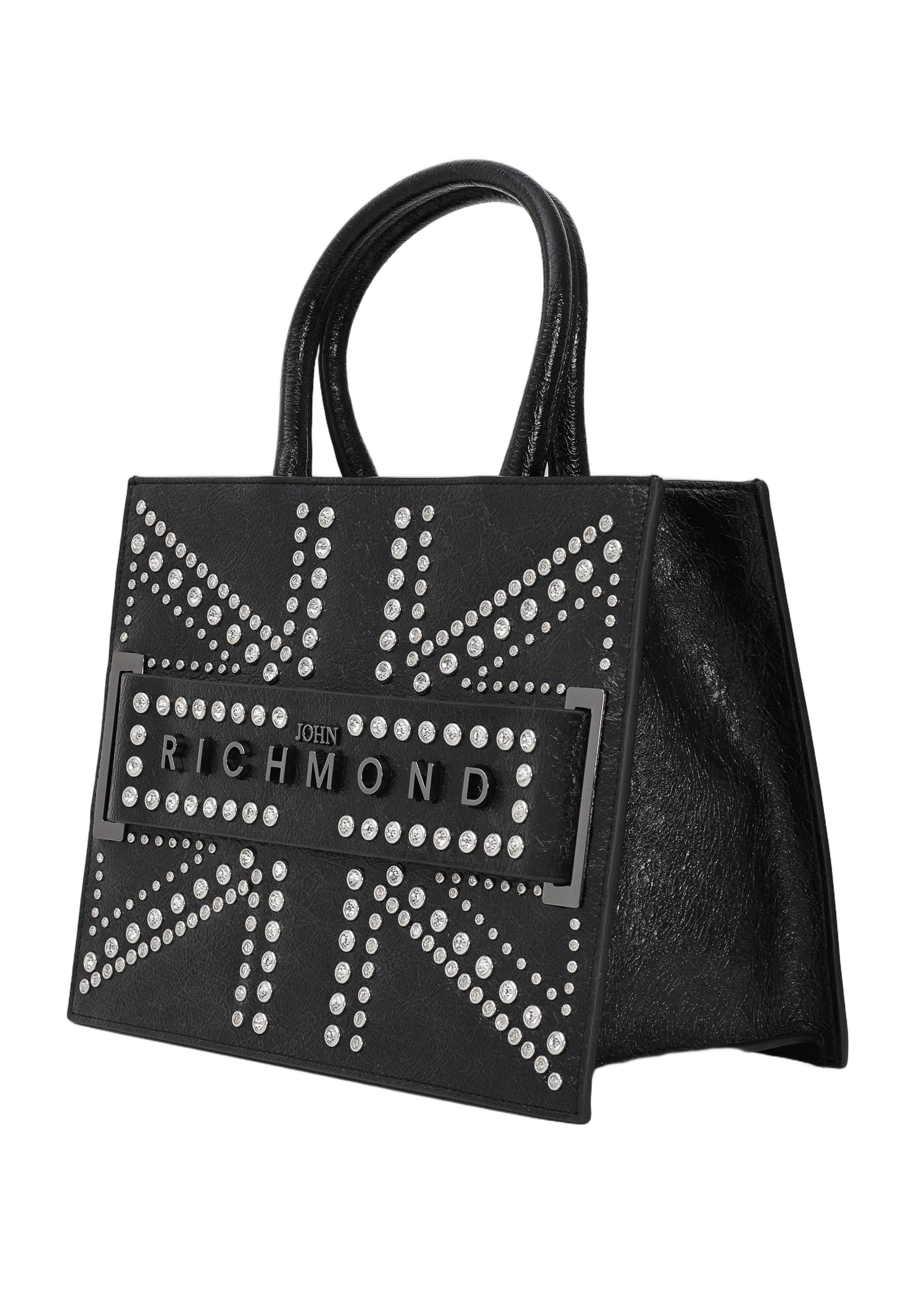 Rectangular Tote Bag with Studded Geometric Design