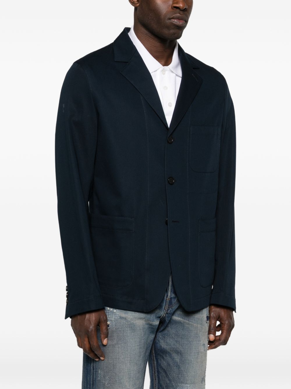 Tailored Silk-Nylon Blend Jacket With Classic Lapel