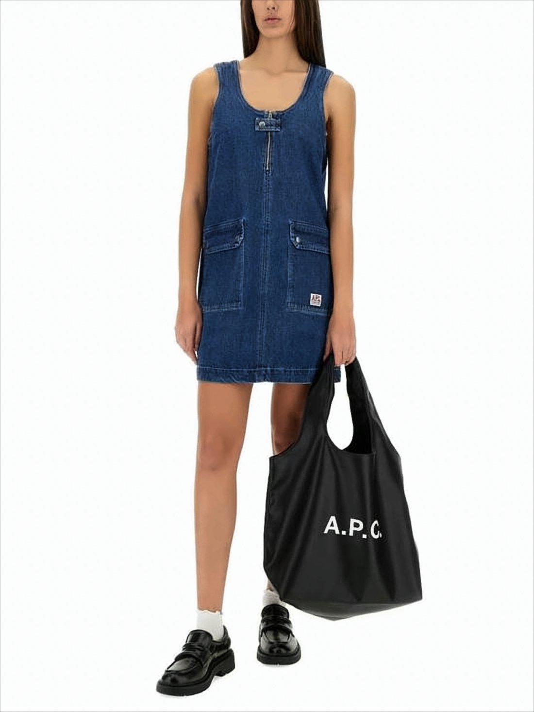 Structured Sleeveless Denim Dress