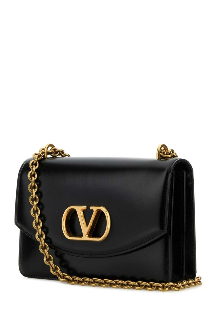 Rectangular Black Calf Leather Crossbody Bag