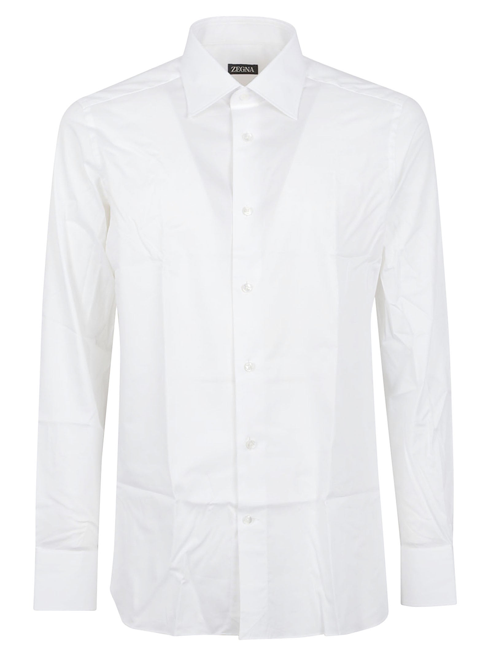 Long-Sleeve Cotton-Lycra Shirt with Crisp Collar