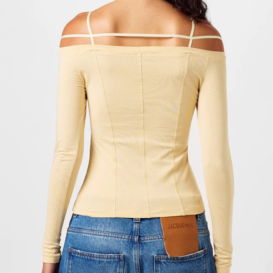 Fitted Off-Shoulder Long-Sleeve Top with Double Straps