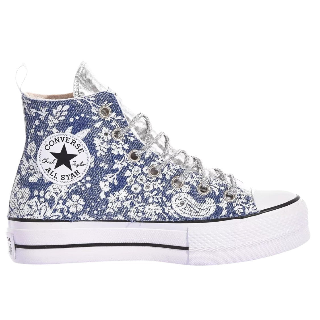 Platform Sneakers In Silver Light Blue