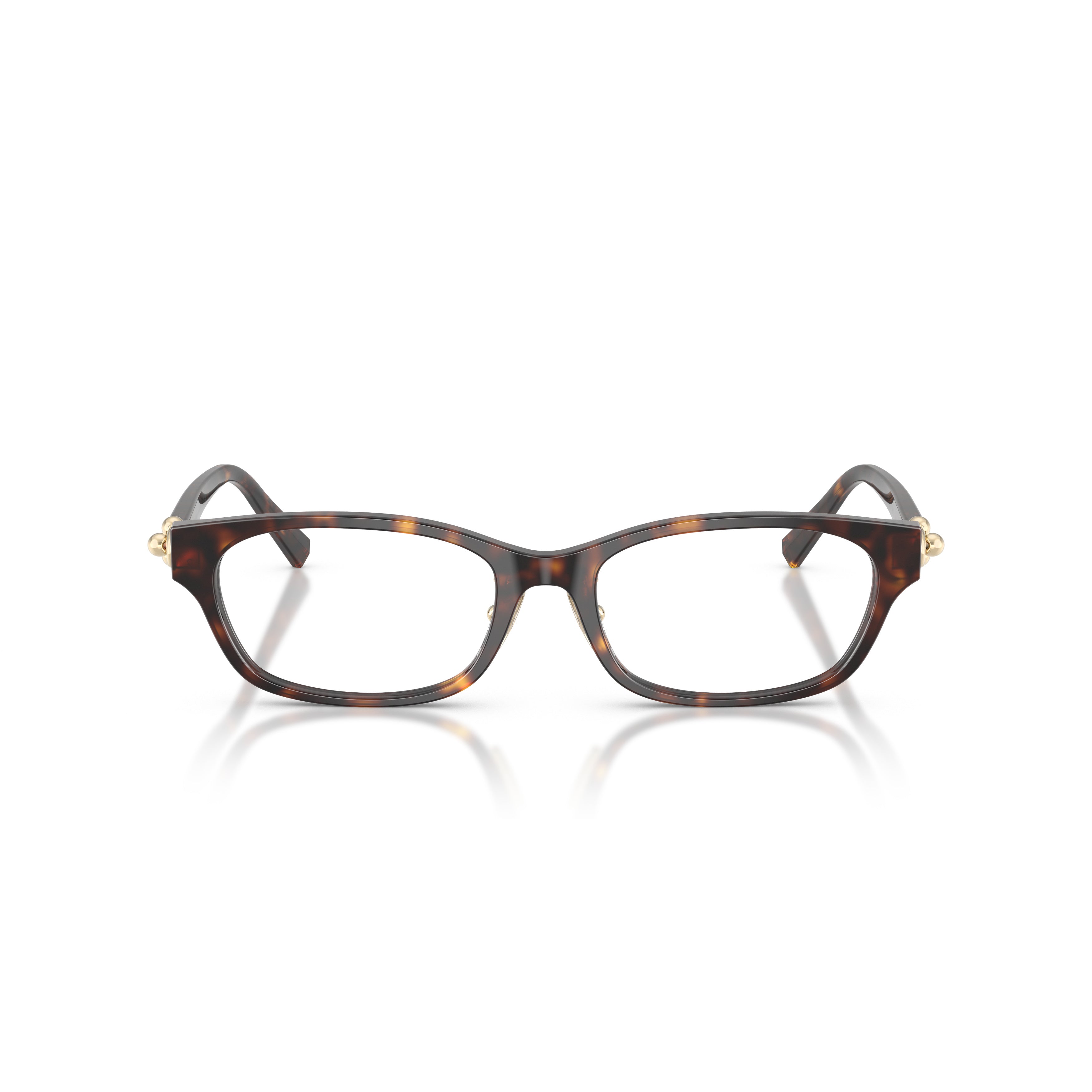 Black Acetate Rectangular Eyeglasses With Gold Accents