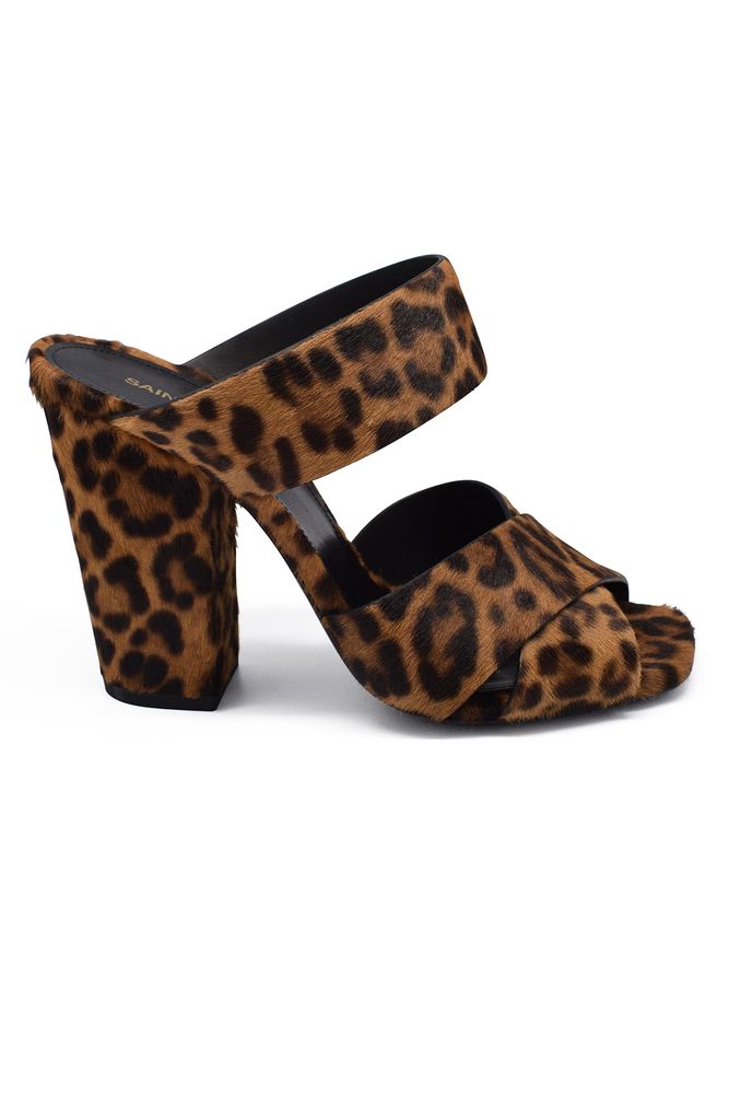 Leopard Print Poulain Strap Sandals