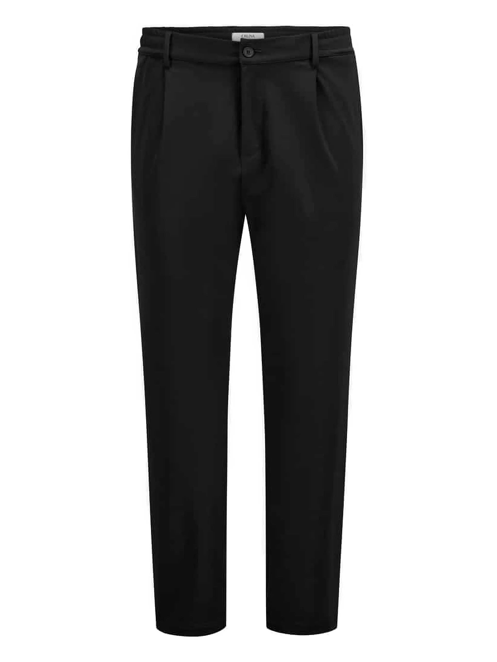 Tailored Black Flat Front Comfort Trousers