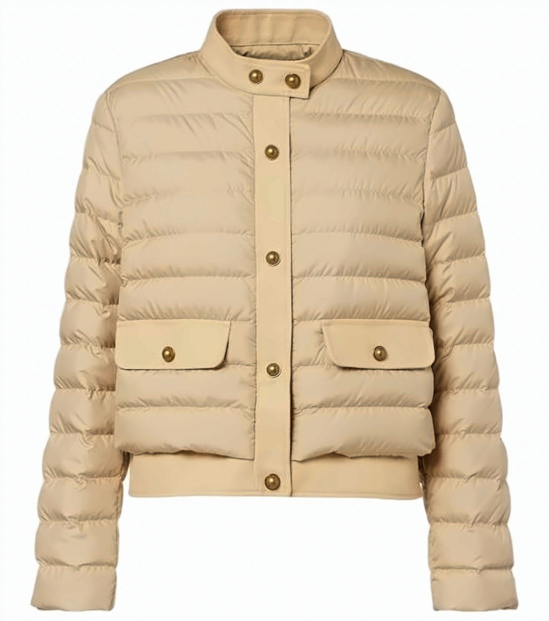 Cropped Padded Jacket with Horizontal Quilting