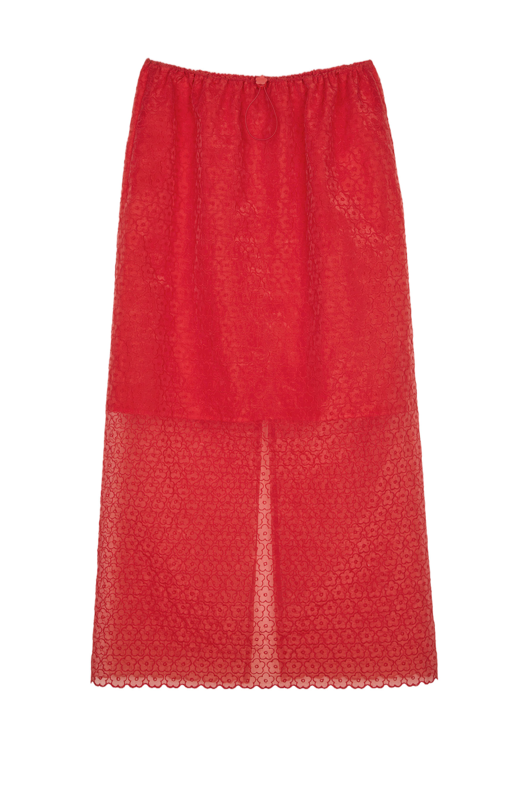 Floral Midi Skirt with Semi-Sheer Texture